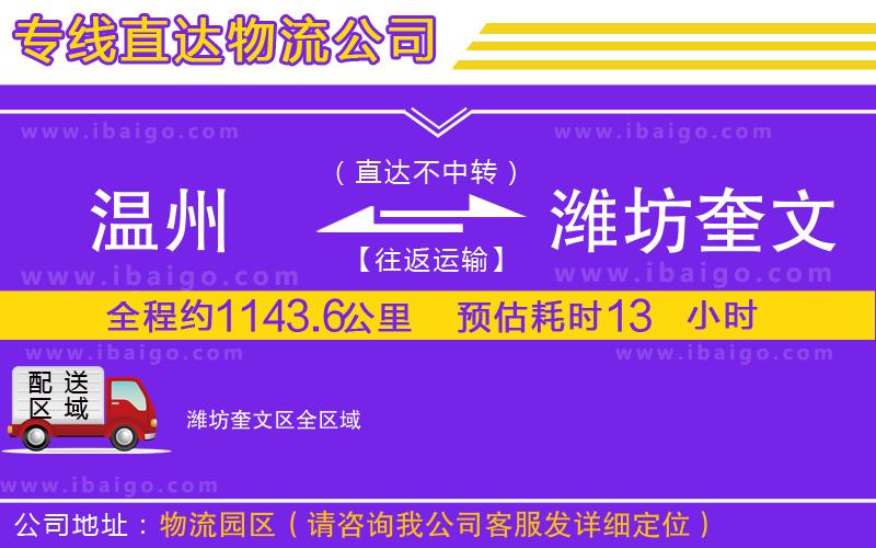 溫州到濰坊奎文區(qū)物流專線