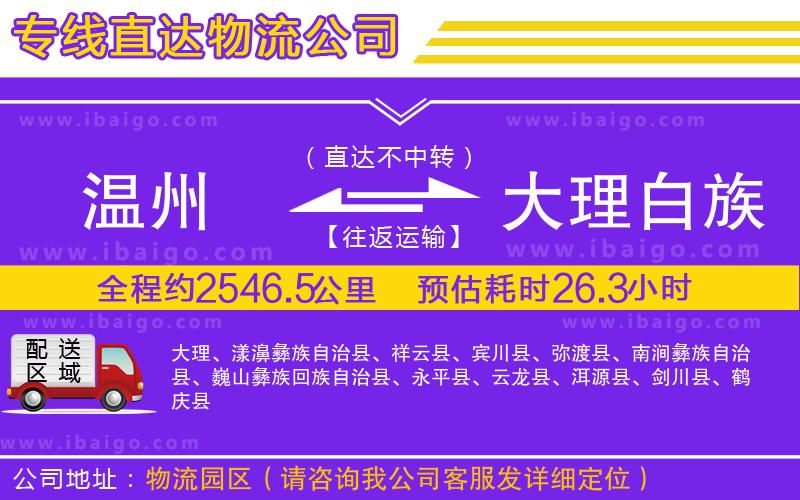 溫州到大理白族自治州貨運(yùn)