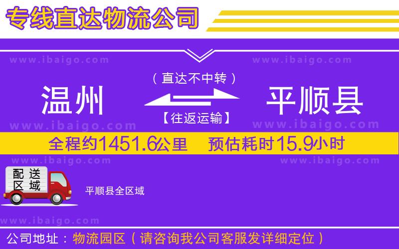 溫州到平順縣貨運