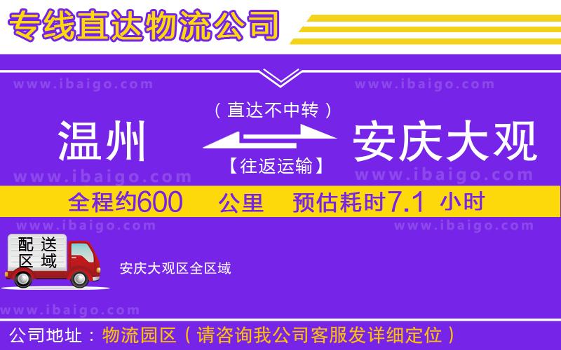 溫州到安慶大觀區(qū)物流